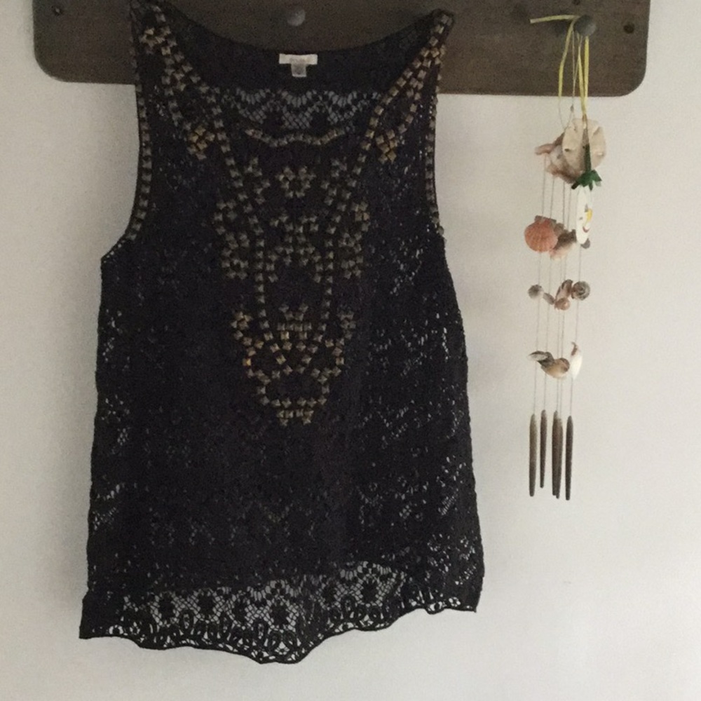 Urban outfitters, Ecote Black macrame top.